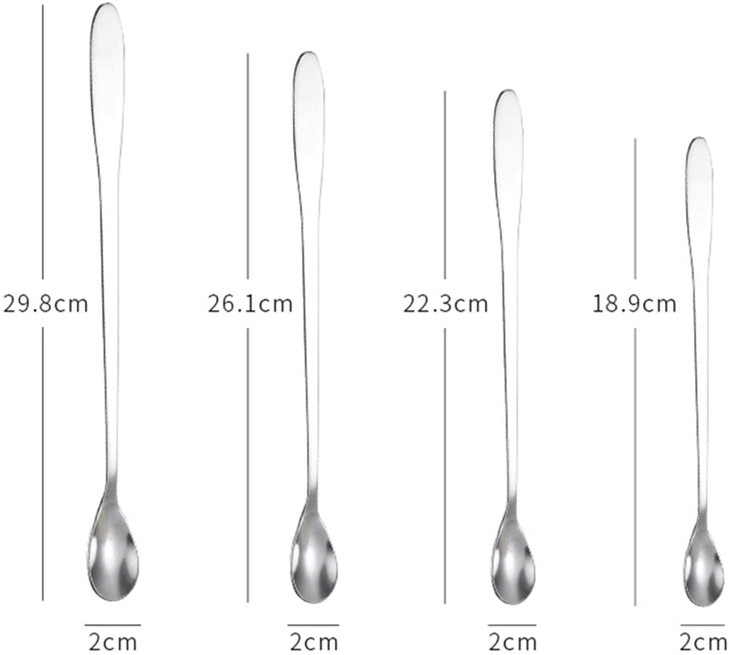 Kleine Löffel, Lange Griffe Edelstahl Kaffee Löffel Teelöffel Eisdessert Cocktail Rührer Löffel Barware Trinkwerkzeug Mokkalöffel(19 * 2cm)