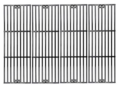 Hisencn Replacement Porcelain Coated Cast Iron Cooking Grid Set of 4, Select Gas Grill Models by Chargriller 3001, 3030, 3725, 4000, 5050, King Griller 3008, 5252 and Others, Grill Grates