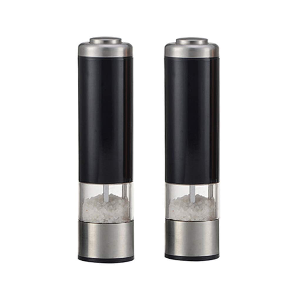 RWRAPS Set macina Sale e Pepe a Batteria (Confezione da 2 macinini) Luce Brillante | Regolabile (Nero)