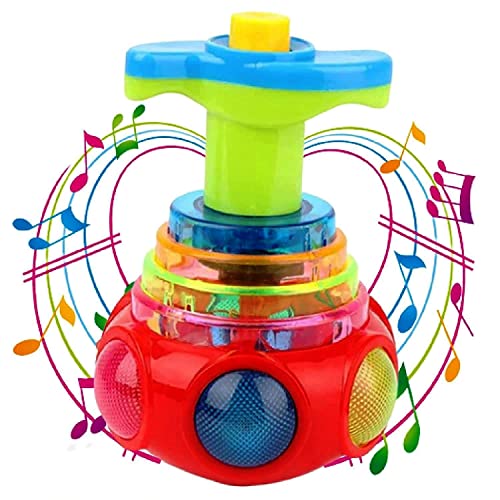Image of Musical Spinning Top Toy with LED Light, Music Flash Light Lattoo for 3 Years Kids (Multicolor)