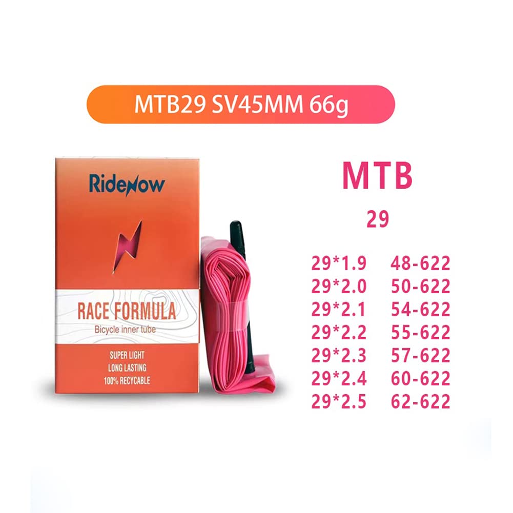 RideNow Ultralekka dętka rowerowa, 66 cm, 27,5 cala, 29 cali, długość zaworu do roweru MTB, 45 mm, do roweru górskiego
