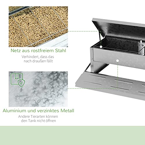 PawHut Futterautomat Hühner 5 kg Füllmenge Hühnerfutterautomat Futterspender Geflügel-Futterspender mit Deckel für… – Bild 7