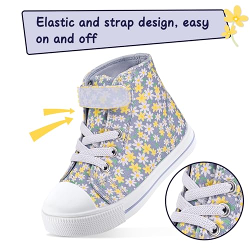 Image of K KomForme Toddler High Top Sneakers Canvas Shoes with Hook and Loops | Lightweight, Breathable