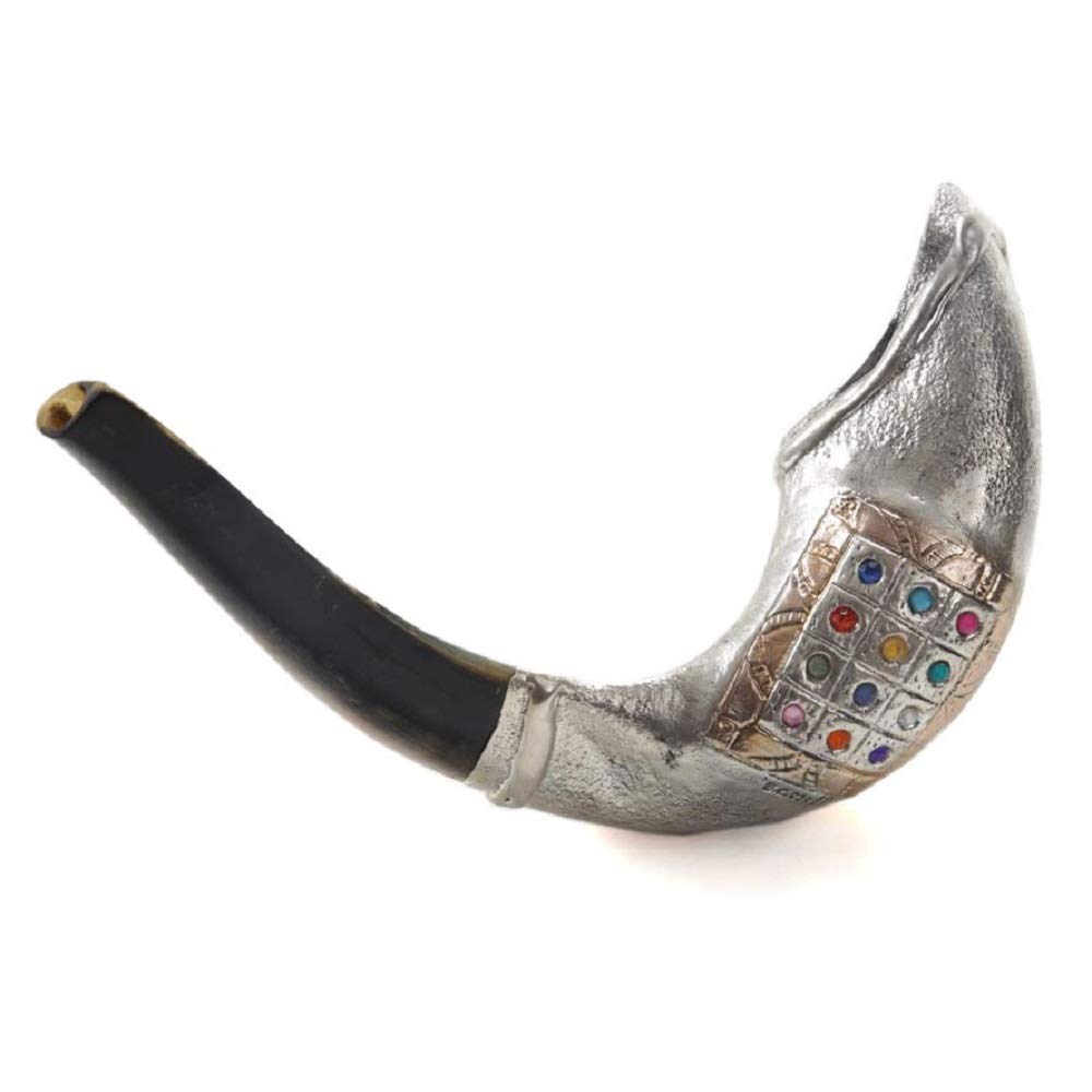 12 Tribes silver plated rams' ram horn shofar kosher 14
