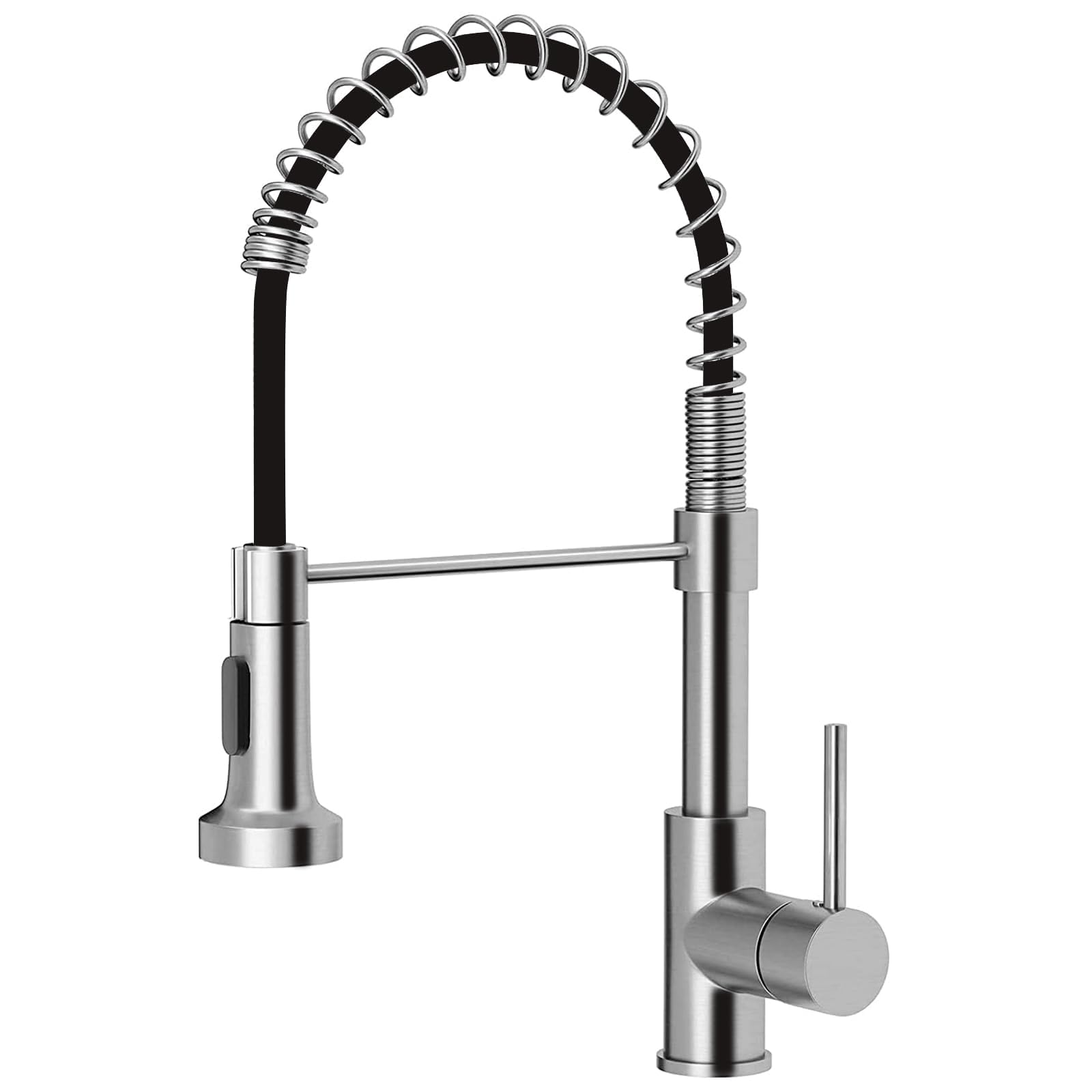 Ibergrif Pull Out Spring Kitchen Tap with Bracket, 360° Swivel, 2 Spray Modes, Kitchen Faucet Hot Cold Mixer, Single Hole, Easy Install Kitchen Sink Tap