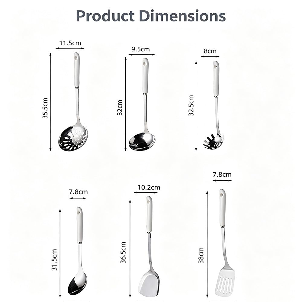 Set di 7 Utensili da Cucina in Acciaio Inox 201 con Supporto, Kit Comprensivo di Spatola E Mestolo con Manico in Ceramica Termoisolante per La Cucina Domestica Pink