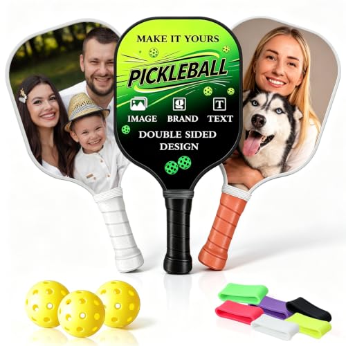 Custom Pickleball Paddles with Photo Text Logo...