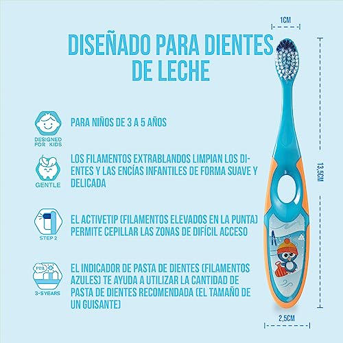Miniatura 2 de Jordan ® | Step 2 | Cepillo de dientes para niños de 3 a 5 años | Cerdas blandas, mango doble ergonómico y libre de BPA | Color azul y verde | Pack 4 unidades