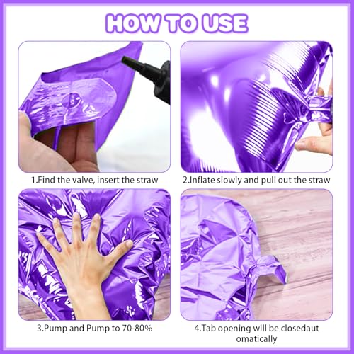 Image of Metallic Purple Gold and Silver Double Sided Square Foil Balloons Wall,19 Inches Chrome Foil Balloons Tunnel Arch Kit for Bachelorette,Anniversary,Graduation,Birthday Party Background Decoration