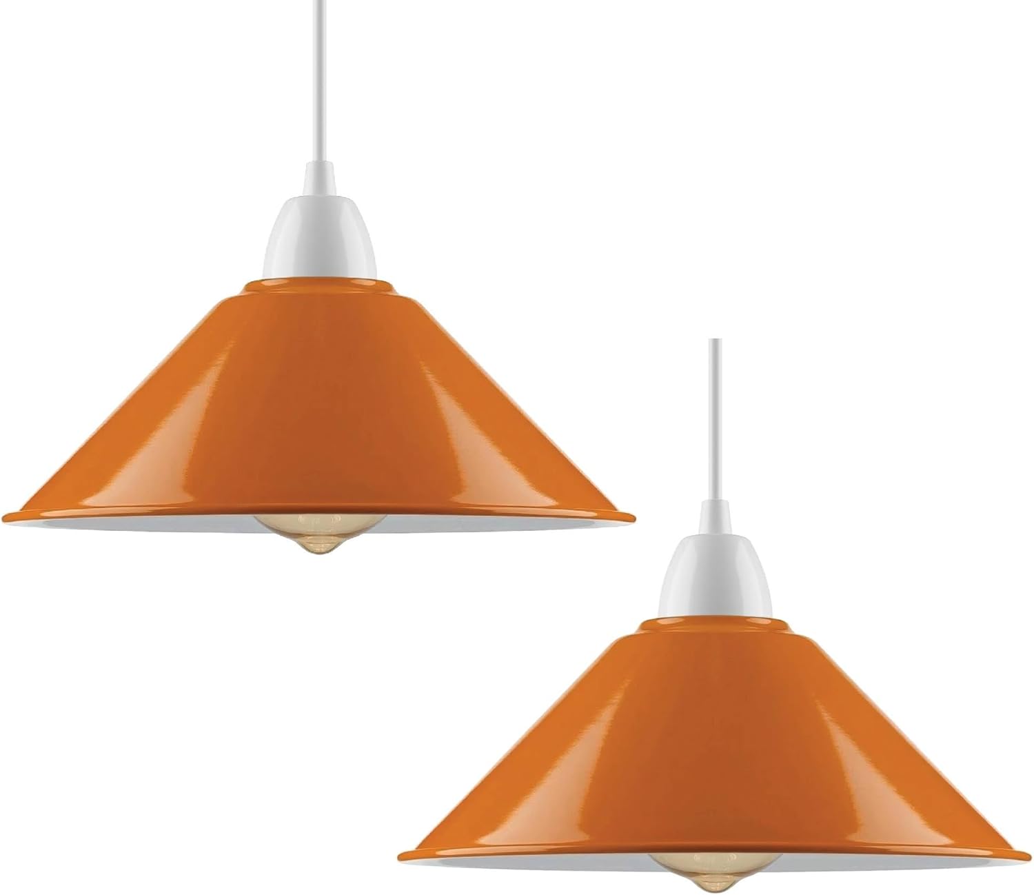 Orange Metal Cone Lamp Shade for Pendant Lights, 22cm Ceiling Light Shade Replacement for Kitchen Island, Dining Room, Farmhouse Hanging Fixture