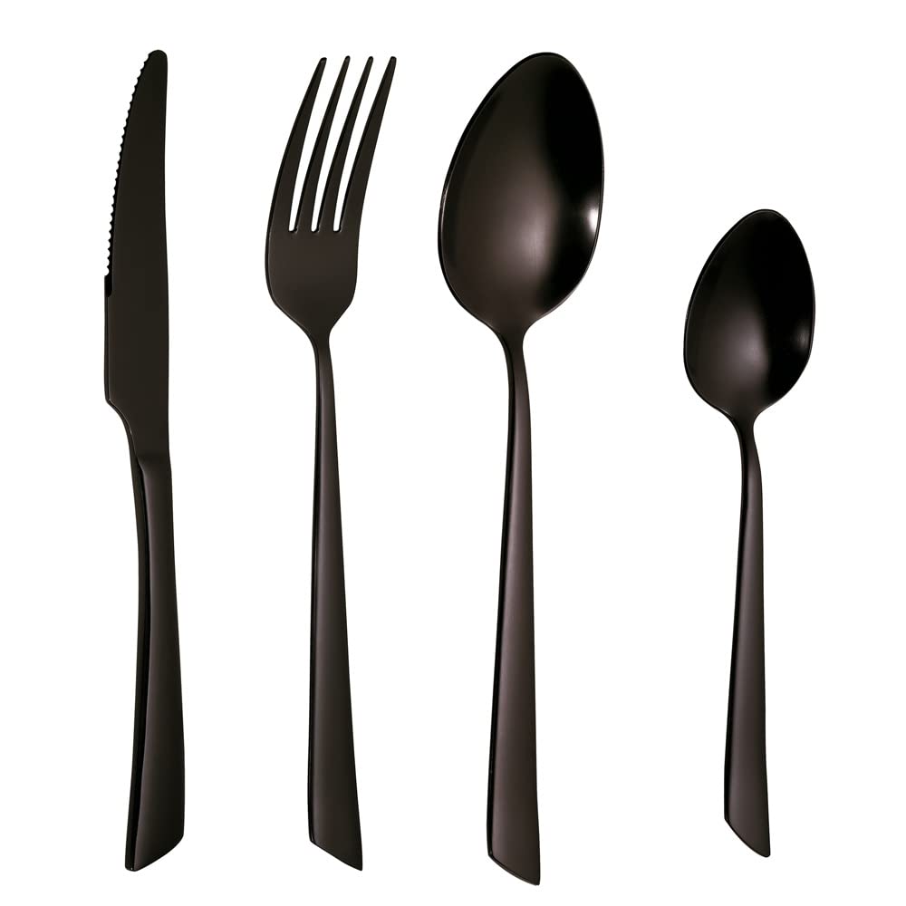 Pradel premium juego de cubiertos de acero inoxidable negro de 16 piezas 40116