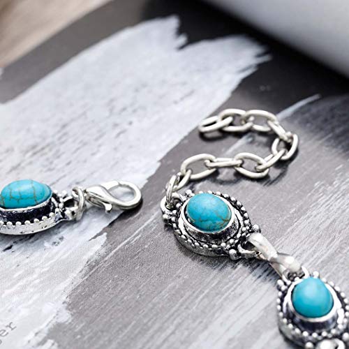 Nicute Boho Turquoise Anklet Silver Ankle Bracelets Summer Beach Foot Jewelry For Women And Girls #TOP5