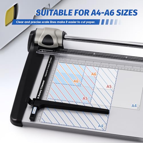 Image of Rotary Paper Trimmer, 15 Sheets Heavy Duty Paper Trimmer, 360mm(14.17 inch) Cutting Length, Commercial Grade Rotary Paper Cutter for Home /Office /School, Black & Silver