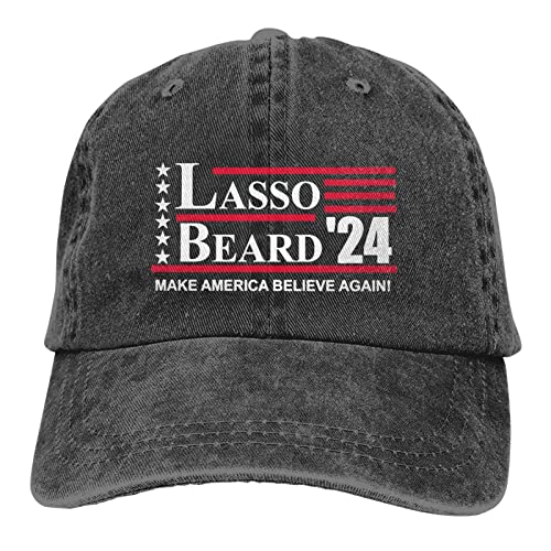 Lasso Beard 2024 Campaign Election Black Cowboy Hat Vintage Washed Distressed Dad Hat Baseball Cap Trucker Hat