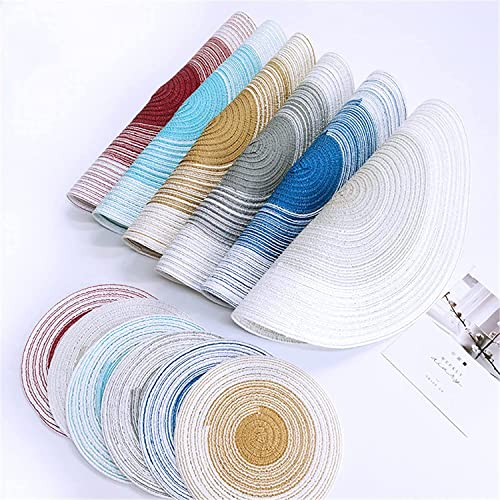 Image of Jute Placemats Set of 6 Heat Resistant Round Place Mats Natural Jute Woven Braided Table Mats Thick Farmhouse Placemats Trivet Round Braided Placemats for Dining Table(Cream, Set of 6)