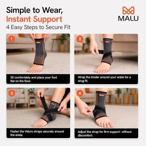 Image of Ankle Support Brace - Adjustable Compression Ankle Binder for Sprain, Swelling & Ligament Pain Relief | Breathable Ankle Wrap for Injury Recovery, Sports & Daily Use - Men & Women-Grey (S)