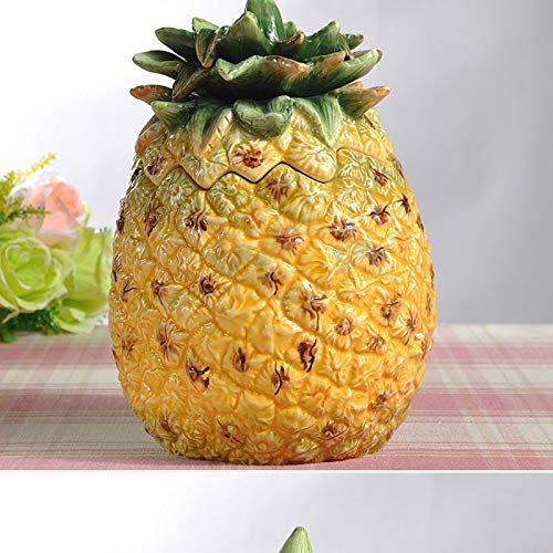 Tyny Statues Sculptures Pineapple Candy Jar Hand-Painted Ceramic Home Decoration Pineapple Furnishing Decoration Storage Jar Storage   C #TOP2