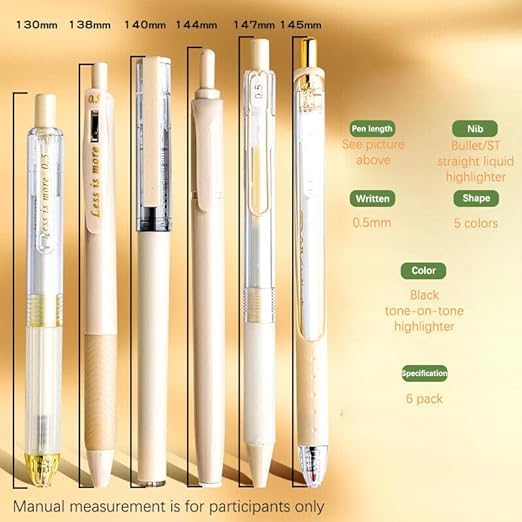 Image of SAMVARDHAN Pastel Gel Pens Highlighter Set 5 PCS, School Supplies Retractable 0.5mm Fine Point Blue Ink Pens with 1 Highlighter for School Writing Planner (Off White)