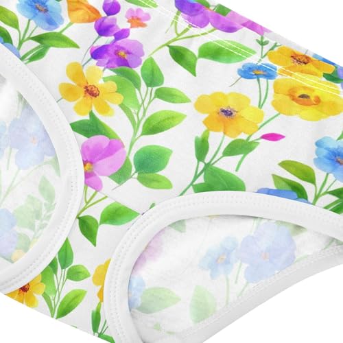 Girls Underwear Toddlers 2t Cotton Cute Panties Girl Fancy Briefs Underpants Wildflowers Green Leaves Floral4