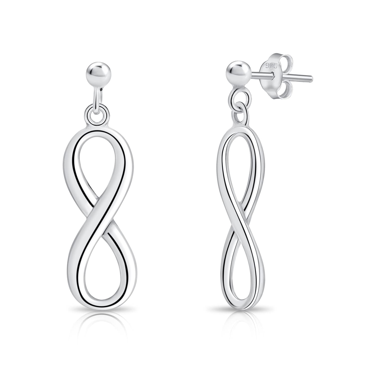 DTPsilverPendientes para mujer de plata de ley 925 con símbolo del infinito.