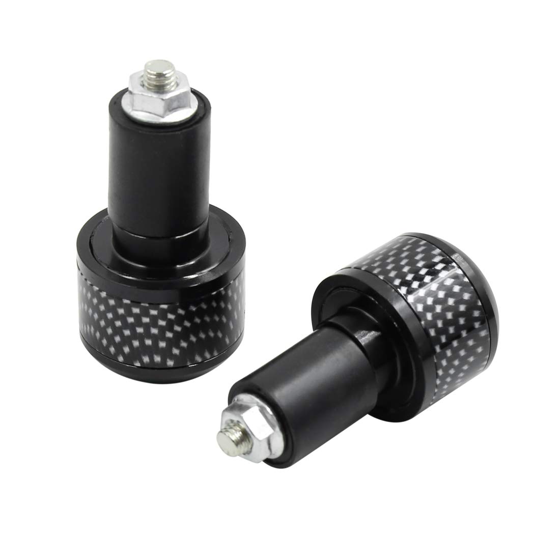 Tapones De Manillar De Moto Negros De Fibra De Carbono - 7/8 Pulgadas (22mm), Rosca 6mm, Pack De 2