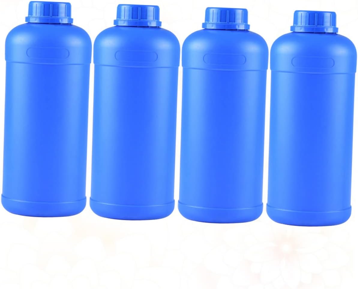 4 Pack 1L Wide Mouth Chemical Sample Bottles Secure Seal | Hdpe Plastic, Blue Finish, Leak Resistant Design, Easy Cleaning, Factory Use, Liquid Storage