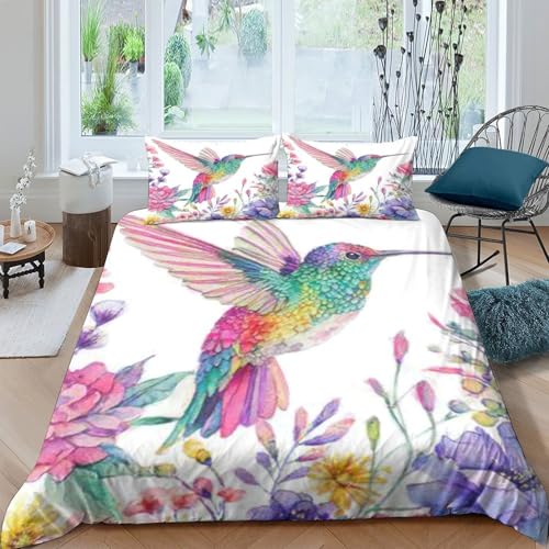 Housse de couette effet 3D colibri en vol de qualité supérieure ultra douce