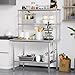 ROVSUN All Stainless Steel Table with Overshelves 48