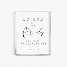 Generic Romans 8:31 If God Is For Us Who Can Be Against Us Bible Verse Wall Art Lord Jesus Scripture Christian Farmhouse Baptism Poster Print,59, White