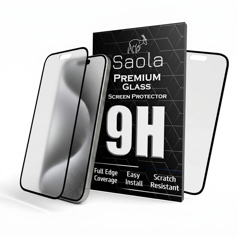 Image of Saola HD Matte Tempered Glass With 18H Hardness For Apple Iphone 15 Pro Max (Pack Of 2) with Hassle-less Installation Kit. Full screen Coverage. 6.7 inch