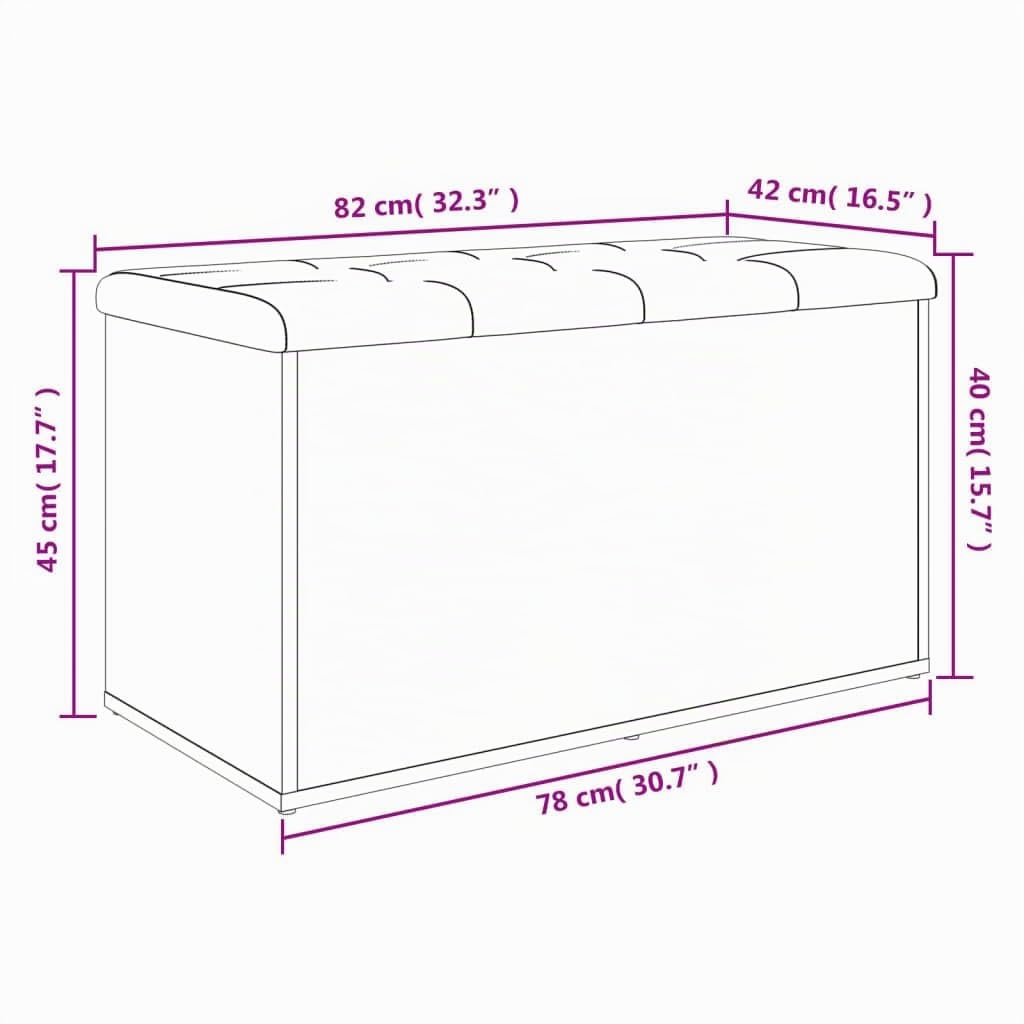 Sitzbank mit Stauraum 82x42x45 cm Eingangbank Schuhschrank Hocker Truhenbank Aufbewahrungsbank Holzwerkstoff Räuchereiche Schwarz Kunstleder