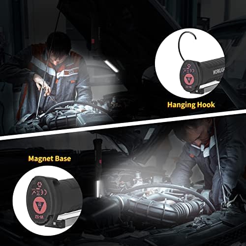 Suranew LED Torch Rechargeable Work Light USB Handheld Flashlight COB LED Inspection Lamp Torch Magnetic Work Light with Magnetic Base and Hook for Camping