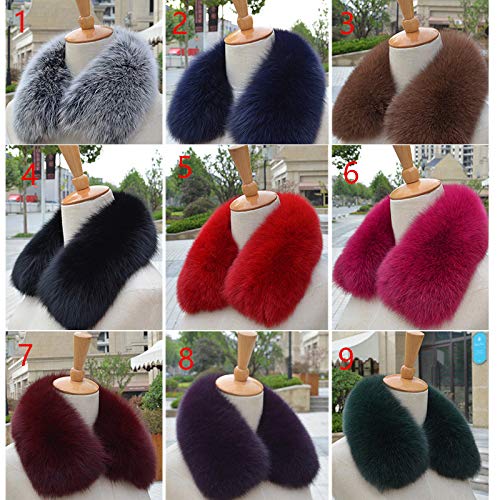 LVCOMEFF Women Real Fox Short Fur Collar Neckwear Scarf with Clamp Pink White Yellow Red Orange Navy3