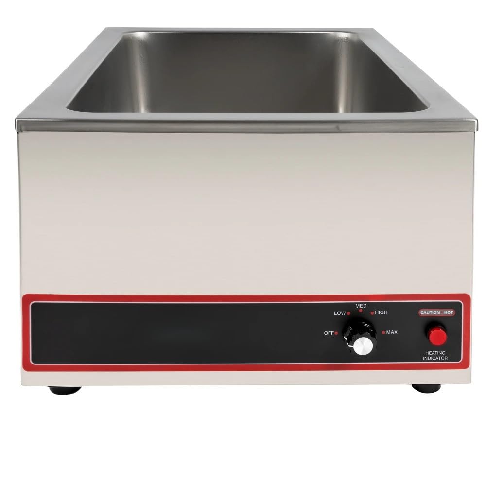 FONTEME Large Stainless Steel Commercial Portable Steam Table Food Warmer | 120V 1200W [1PK]