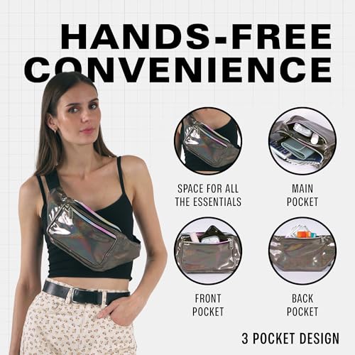 Image of Sojourner Rave Holographic Fanny Pack - Packs for Festival Women, Men | Cute Fashion Waist Bag Belt Bags (Copper Glitter)