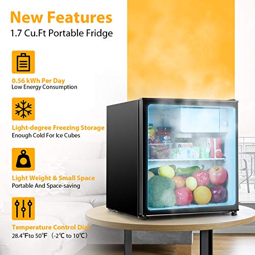 TECCPO Mini Fridge, 1.7 Cu.Ft. Small Refrigerator, Energy Star, 6
