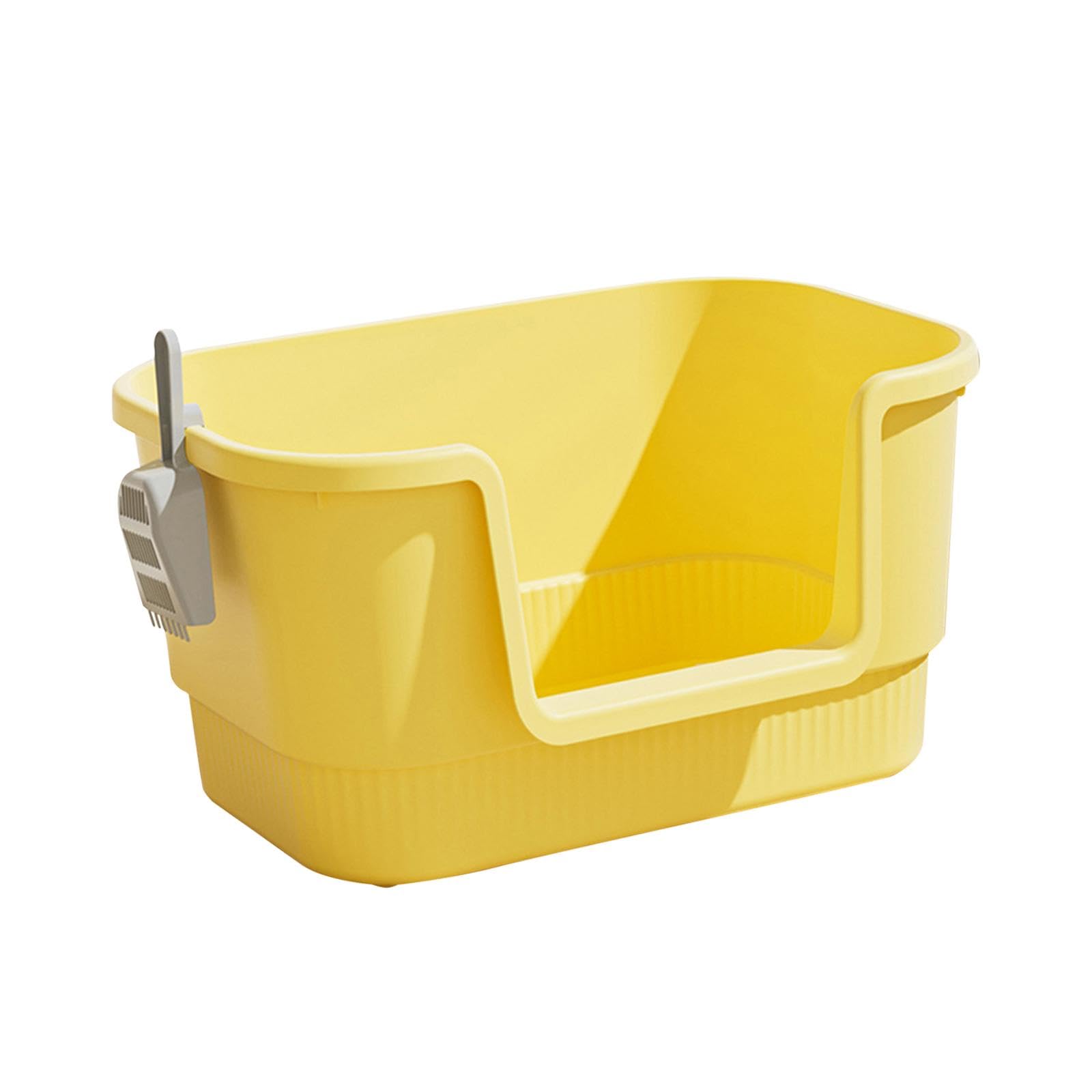 Milageto Open Litter Box Cat Toilet Extra Large with High Sides Kitty Litter Box Cat Toilet Sandbox for for All Kinds of Cat Litter, Yellow