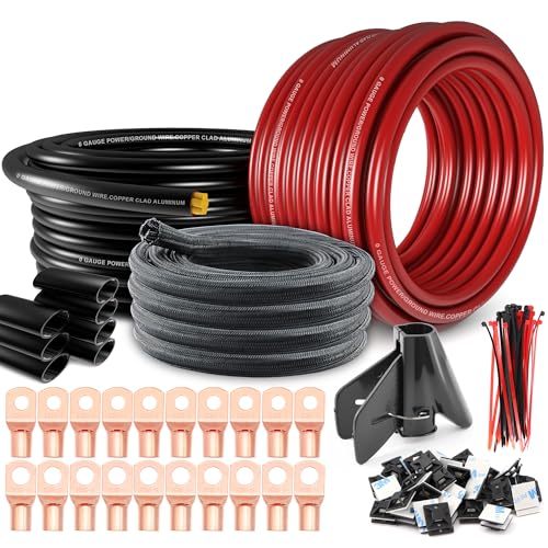 1/0 Gauge Wire(20ft Each - Red/Black) Copper Clad Aluminum CCA Automotive Wire with 40ft 1/2' Cable...
