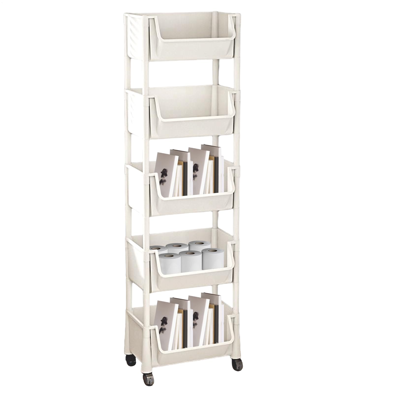 Générique Rollbarer Bücherwagen, Trolley für Kinder, mit großer Kapazität | multifunktionale Organisation für Wohnzimmer, Kinderzimmer