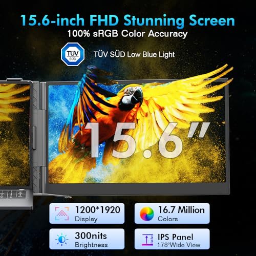 Image of Blackview Laptop Screen Extender 15.6 inch FHD, 1.7lbs Ultra-Light & 0.17 inch Ultra-Slim,100% sRGB, USB-C /HDMI, Built-in Speaker, TUV Low Blue Light, Plug & Play for Windows /Mac /Android /Switch-SCM8