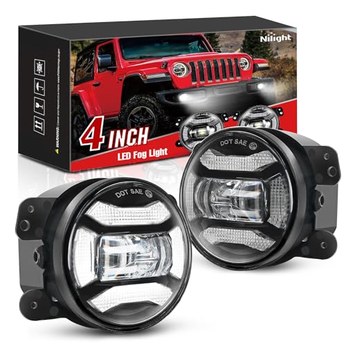 Image of Nilight 4 Inch LED Fog Light Assembly Compatible with 2007 2008 2009 2010 2011 2012 2013 2014 2015 2016 2017 2018 Jeep Wrangler JK TJ LJ with DRL Driving Off Road Clear