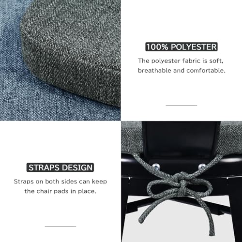 Image of baibu 14x14 Memory Foam Metal Chair Cushions Set of 4, Dual-Layer Design Non-Slip Metal Dining Chair Pads Kitchen Seat Cushion with Machine Washable Cover, 4 Counts, Dark Grey