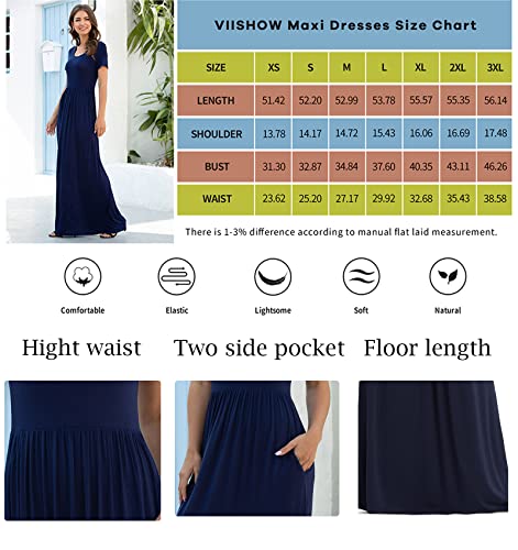 Image of VIISHOW Women's Short Sleeve Loose Plain Maxi Dresses Casual Long Dresses with Pockets