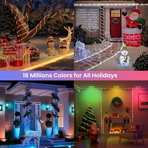 Jnaurb Rgb Color Changing Rope Lights Outdoor, 33Ft 100Led Smart Christmas Lights Remote & App Control thumb #5