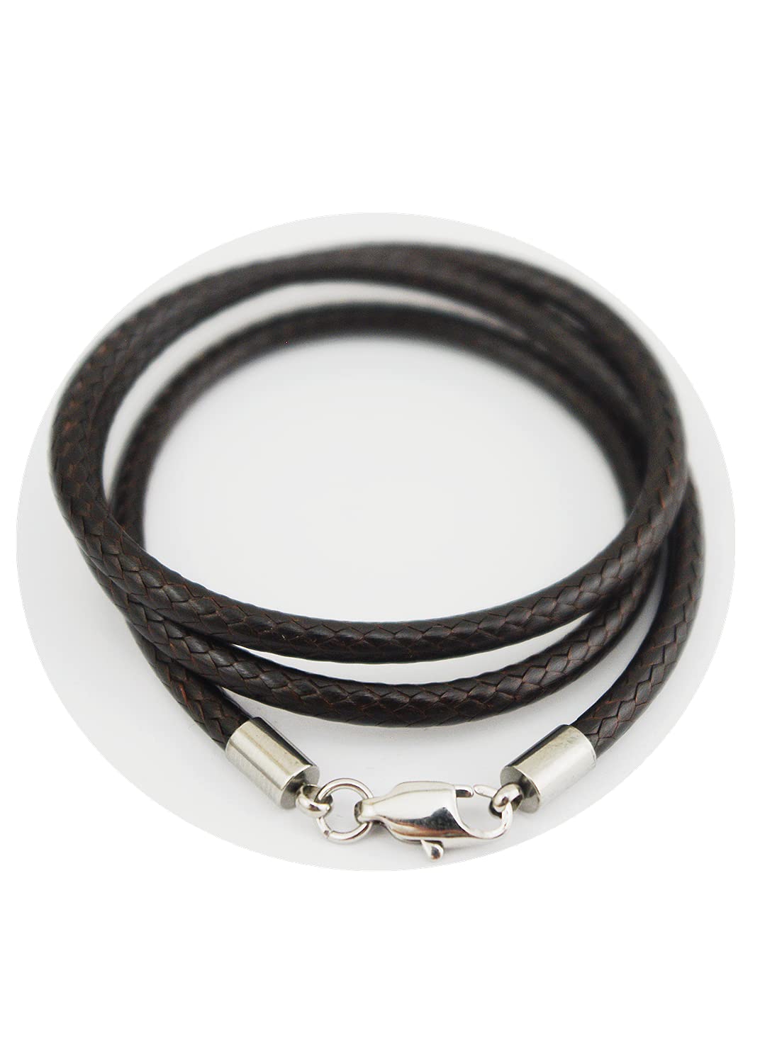 Glory Qin 3mm Wax Wire Leather Cord Chain Stainless Steel Squared Lobster Clasps Necklace Rope Chain 16 to 28 Inch (Dark Brown, 16 Inches)