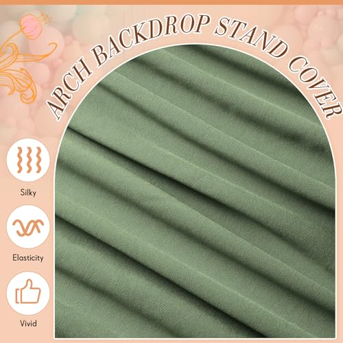 Image of VitalCozy Set of 3 Wedding Arch Cover 6ft, 6.5ft, 7.2ft Fabric Arch Backdrop Cover Double Sided Fitted Spandex for Baby Shower Birthday Party Decoration, Frame Not Included(Beige Green Series)