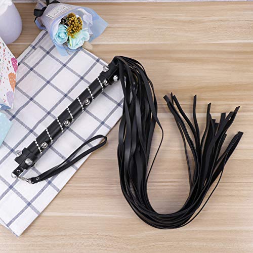 HEALLILY Diversão Brinquedos Eróticos Saboreando Chicotes De Couro Preto PU LEATHER Diamante Decorad