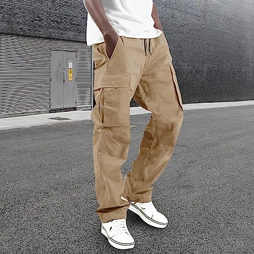 SUWBMHWE Cargo Pants Men's Beach Khaki Mens Men Hiking Breathable Work for Lightweight Sweatpants Fleece-Lined Joggers3