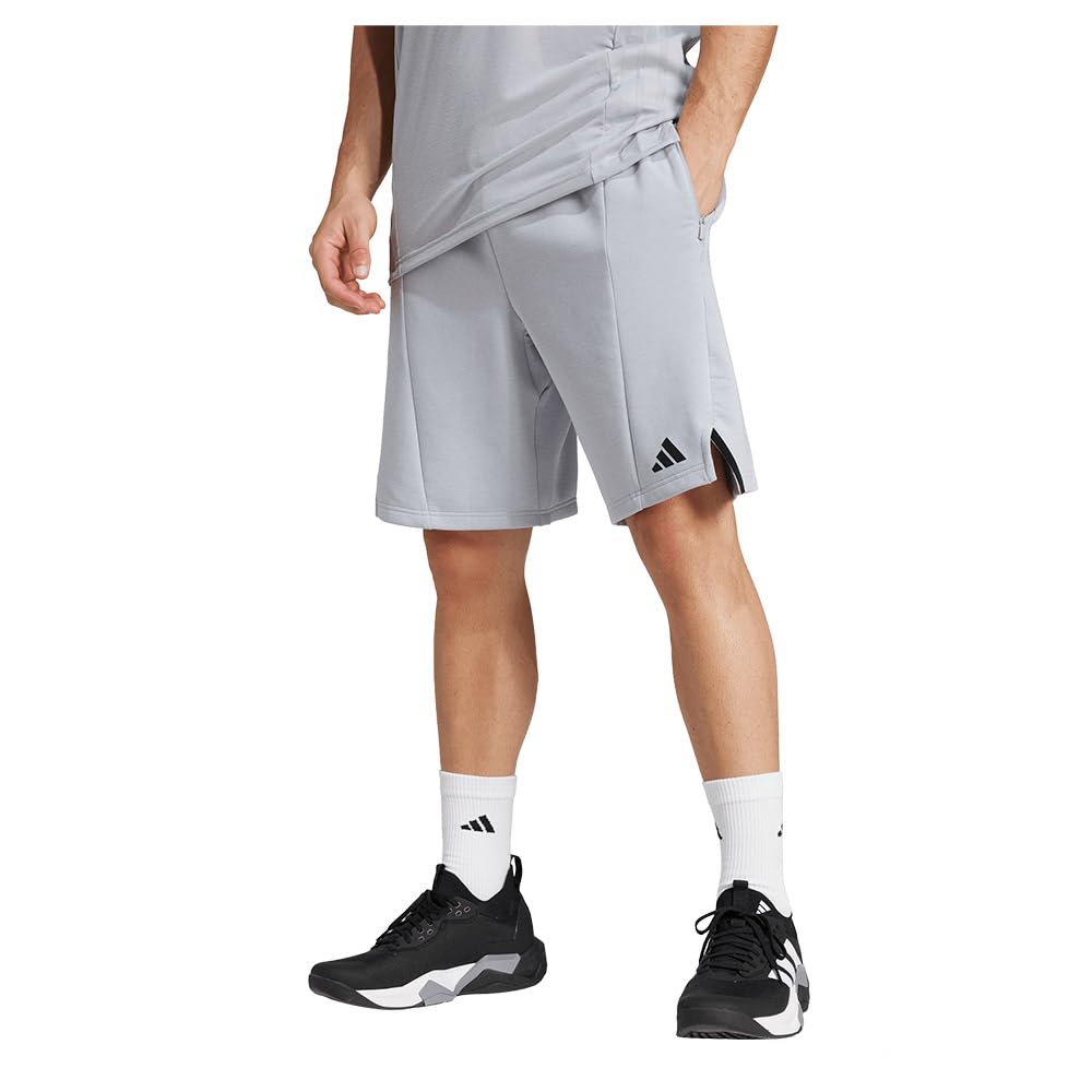 adidas Men's D4T Workout Knit Shorts, Halo Silver, XL 7 inch