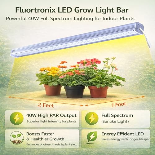 Image of Fluortronix 2ft LED Grow Light Bar 36W Full Spectrum for Indoor Plants | High PAR, Aluminum Body, Energy Efficient | Ideal for Seedlings, Vegetative Growth & Hydroponics